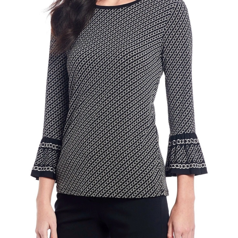 Michael Kors Black and White Patterned Blouse